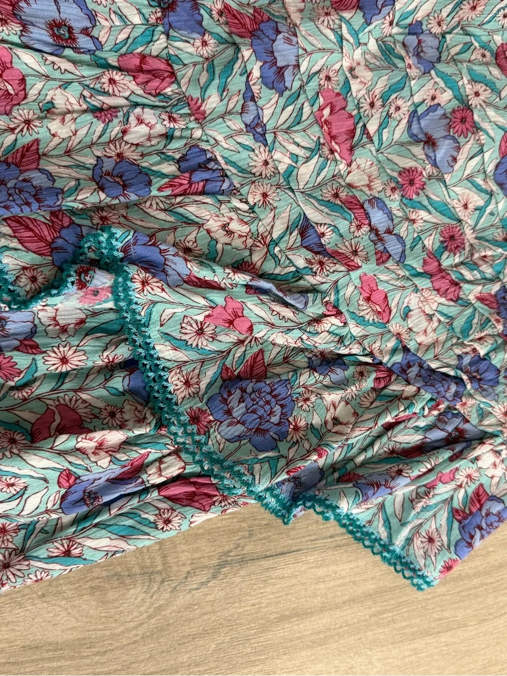 Poupette St Barth Ambra Bandeau Aqua Petunia Floral Cover Up Pool Dress NWT M